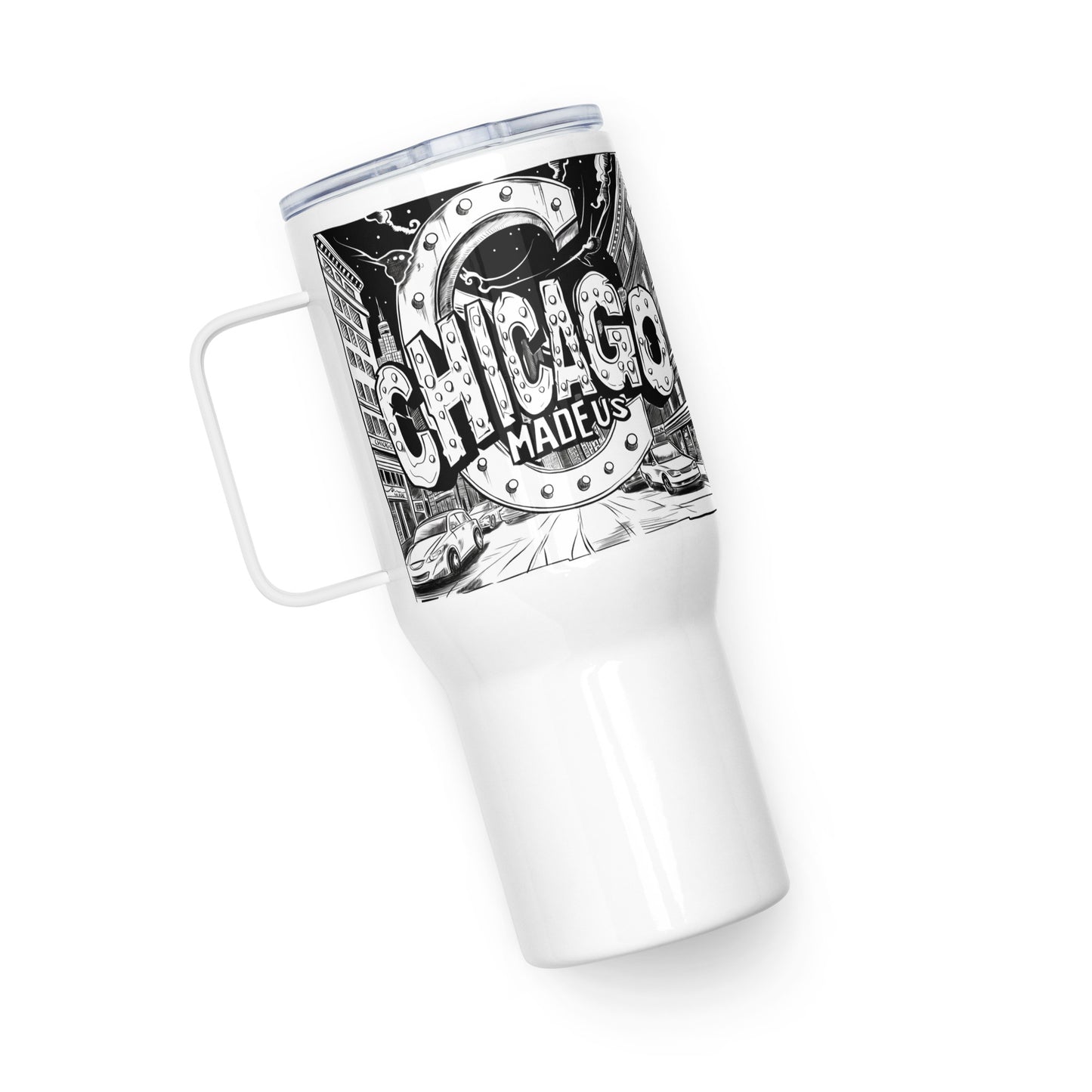 Travel mug with a handle