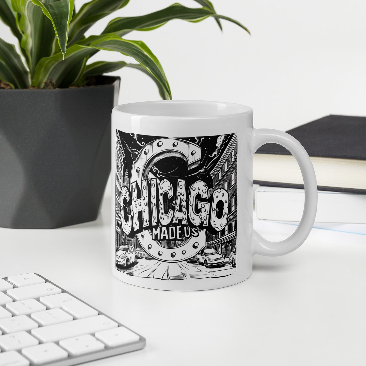 White glossy mug
