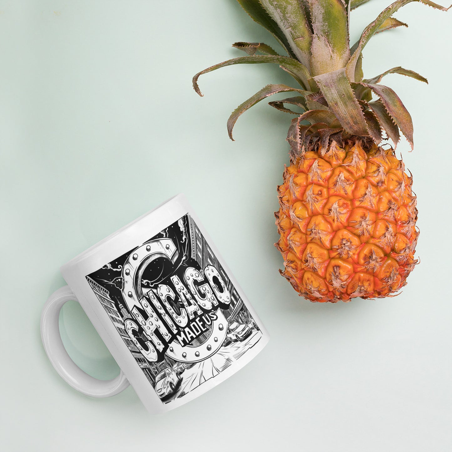 White glossy mug