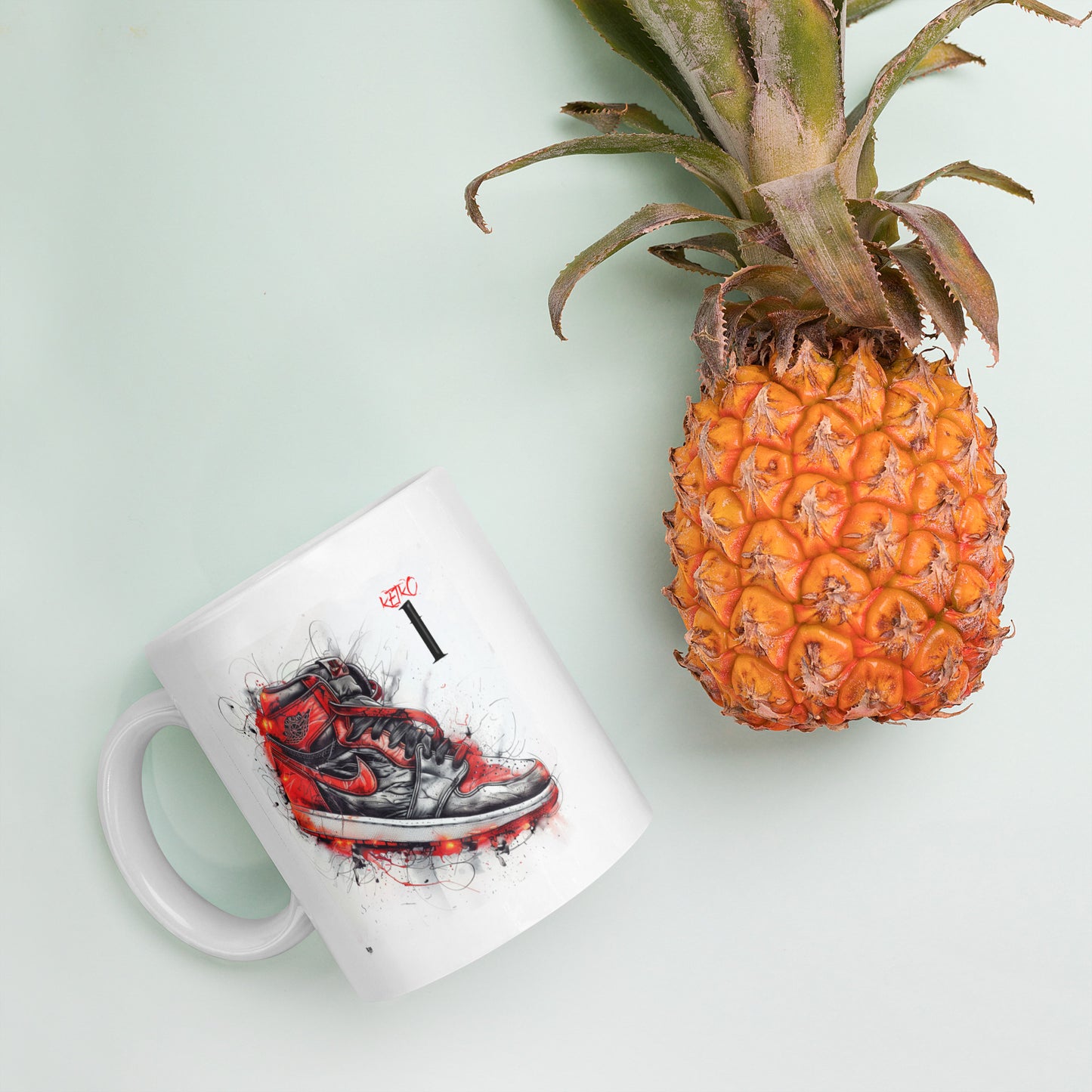 White glossy mug