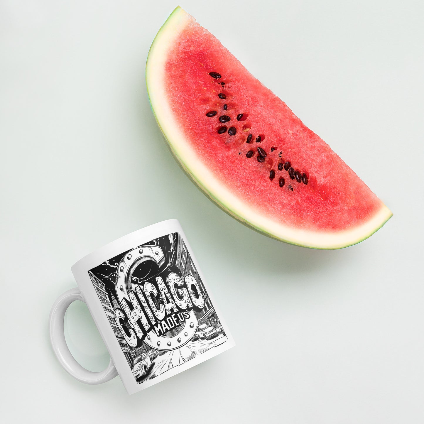 White glossy mug
