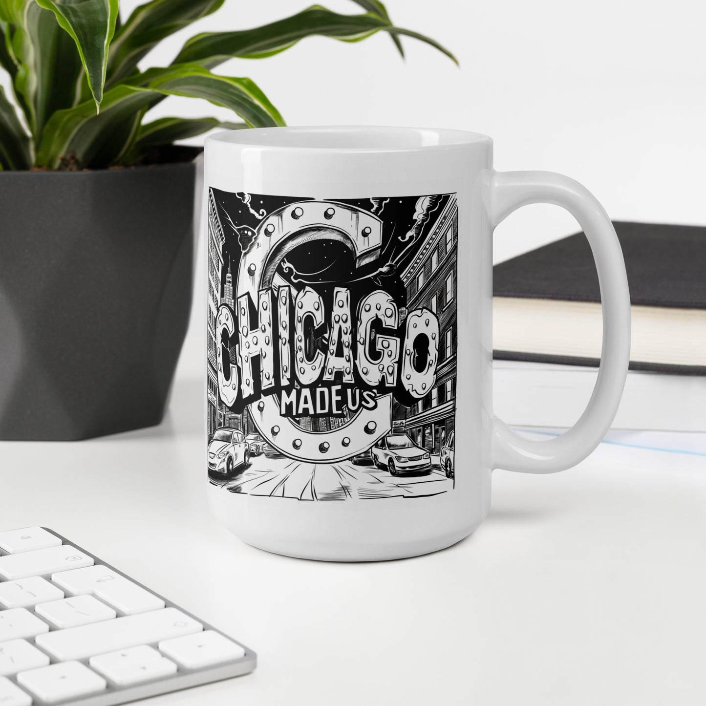 White glossy mug